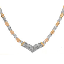 1.70 Carat And Diamond Cut V-shaped Necklace 14K Two Tone Gold - £1,265.48 GBP