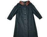 Vintage MOD 50-60s Black Wool Swing Coat Mink Collar M - $84.15