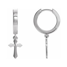 Authenticity Guarantee 
Platinum 20.1 mm Cross Dangle Hoop Earrings - £757.76 GBP