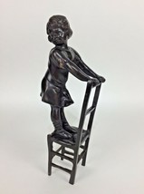 Andrea By Sadek “Girl On A Chair” - Antique Bronze Statue - Mischievous Smile - £43.41 GBP