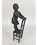 Andrea By Sadek “Girl On A Chair” - Antique Bronze Statue - Mischievous ... - £43.03 GBP