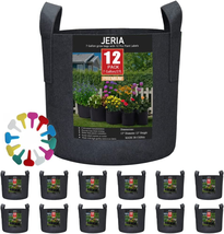 JERIA 12-Pack 7 Gallon, Vegetable/Flower/Plant Grow Bags, Aeration Fabri... - £26.24 GBP