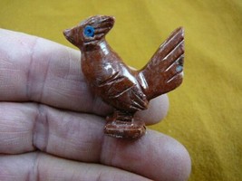 (y-BIR-RO-10) ROADRUNNER bird Red GRAY gemstone SOAPSTONE carving Peru b... - £6.75 GBP