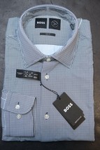 Hugo Boss Mens Hank Kent Travel Slim Fit Performance Stretch Dress Shirt 41 16 - £72.45 GBP