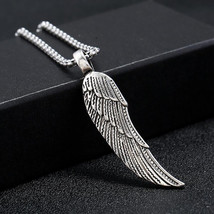 Mens Womens Angel Wing Feather Pendant Protection Necklace Silver Box Chain 24&quot; - £9.63 GBP