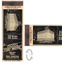 Vintage Matchbook Cover Fort Wayne Hotel Detroit MI 1930s Paul Shapiro 300 rms - £6.86 GBP