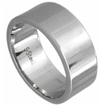Flat Polished Finish Plain Stainless Steel Unisex Wedding Ring Band 8mm Width - £11.98 GBP