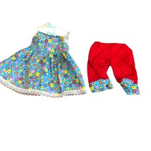 Sleeveless Dress Matching Red Pants Shorts 14-18 inch DOLL Blue Yellow S... - £13.01 GBP