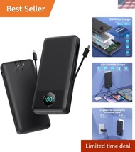 33800mAh Portable Charger with Built-in Cables &amp; AC Wall Plug, 25W Fast ... - $51.00