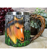 Rustic Western Wildlife Brown Horse Coffee Mug Cup Faux Tree Bark Textur... - €21,44 EUR