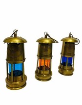Set of 3 Nautical Maritime Brass Minor Lamp Ship Lantern Boat Light Decor - £82.35 GBP