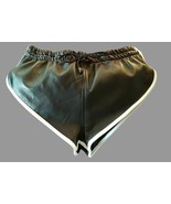 Black Lamb Leather White Pipping Nappa Men shorts / elastic band Waist 3... - $1,140.22 MXN