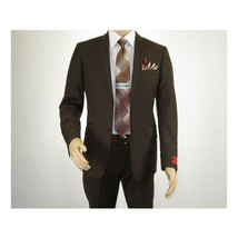 Men RENOIR suit Solid Two Button Business Formal Year Round Slim Fit 201-5 Brown image 8