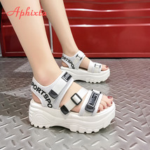 6cm Thick Bottom Platform Sandals Women Crystals Height Increasing Shoes Women C - £27.05 GBP