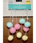 Easter 4 ft Pom Pom Garland 3 Color NIB 261W - $4.74 CAD