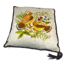 Vintage Crewel Classic Quail Family Erica Wilson Throw Pillow Boho Kitschy Cute - £44.83 GBP
