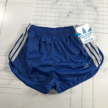 Vintage Adidas Running Shorts Mens Small 28-30 Blue with Three Gray Stripes - £87.56 GBP