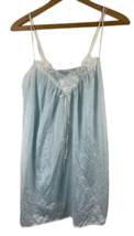 Vintage 1960s Nightgown Lingerie Small Slip Dress Nightie Short Blue Nyl... - £59.64 GBP