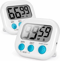 Magnetic Digital Kitchen Timer Loud Alarm Clock 2-Pack White LCD Countdo... - $19.74