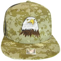 USA Men&#39;s Patriotic Eagle &amp; Side Flag Adjustable Snapback Baseball Cap DIG CAMO - £11.77 GBP