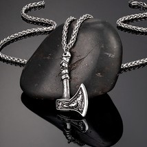 Vikings Axes Wolf Stainless Steel Necklace Men Phoenix Amulet Norse Runes Double - £14.11 GBP