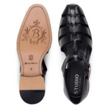 Belvedere Men's Elio sandal Italian Deerskin Leather Black image 2