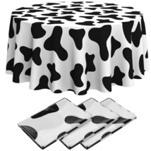 Cow Print Tablecloth Round Tablecloth, 84 Inch Plastic Washable Table Cl... - $19.99