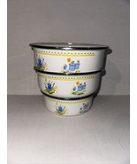 Vintage Set Of 3 Enamel Nesting Bowls - With No Lids - Made In Indonesia - $11.30