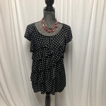 Motherhood Top Womens Medium Black White Polka Dots Tiered Ruffles Short... - £9.85 GBP