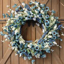 Stunning 22-Inch Spring Wreath with White Flowers - Perfect for Any Occa... - $70.24