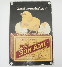 Bon Ami Hasn&#39;t Scratched Yet Chick Paper Advertisement on Galvanized Metal Vtg - £11.83 GBP