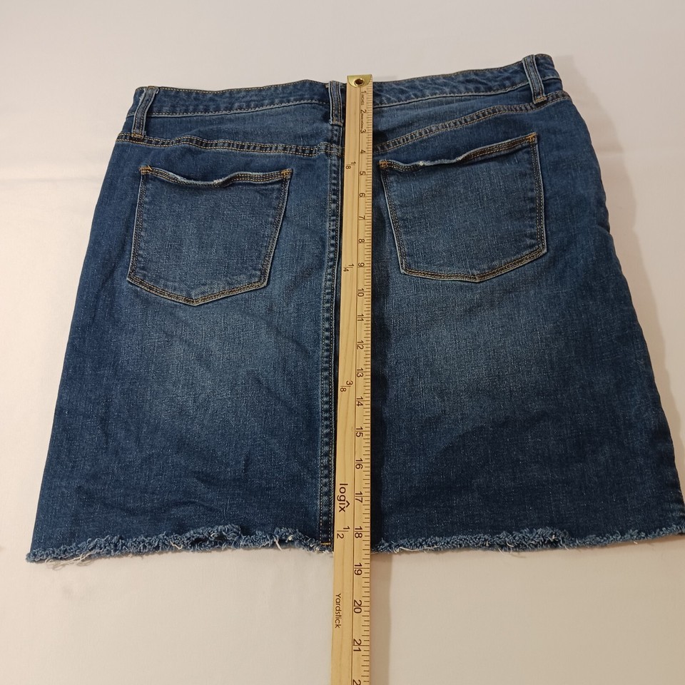 Universal Thread Women's Blue Denim Cotton Blend 1/4 Front Zip Skirt Size 14/32 Item image 13