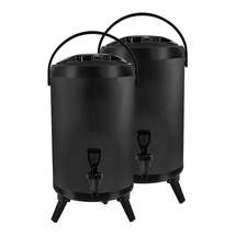 SOGA 2X 10L Stainless Steel Insulated Milk Tea Barrel Hot and Cold Beverage Disp - £103.09 GBP