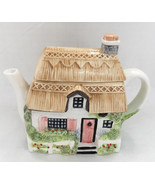 Vintage decorative  porcelain cottage country home shape serving  tea pot - $19.75