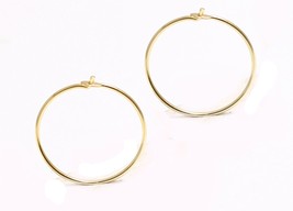 10 12 15 18 mm 14K Yellow Gold THIN Wire Hoop Earring (  come in a pair ) HM C-2 - £39.56 GBP