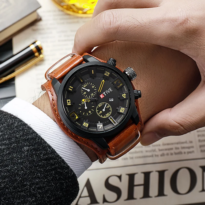  men s watches classic luxury business quartz watch fashion big dial leather strap date thumb200