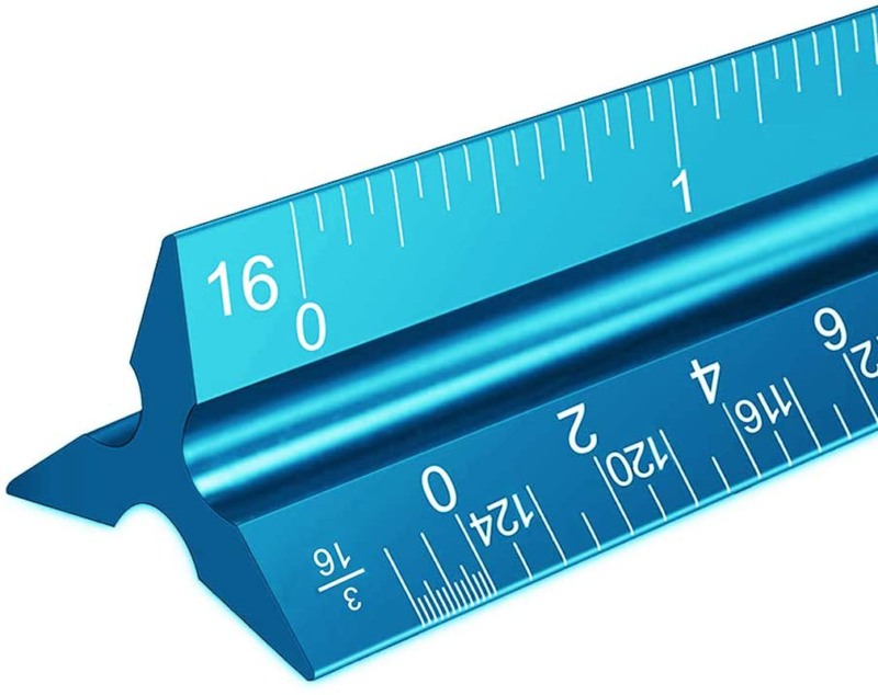 Primary image for 12" Aluminum Architect Scale Triangular Scale Ruler For Blueprint Blue NEW