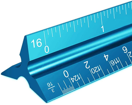 12&quot; Aluminum Architect Scale Triangular Scale Ruler For Blueprint Blue NEW - £10.40 GBP