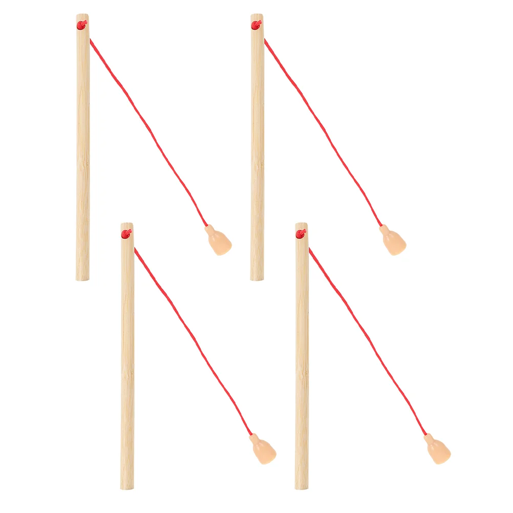 4 Pcs Wooden Fishing Rod Interactive Toys Kids Pole Rods Magnetic Poles Toddler - £8.66 GBP