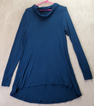 Cuddl Duds T Shirt Dress Womens Large Blue Modal Long Sleeve Cowl Neck Stretch - $17.02