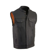 Men's Motorcycle Vest Black Premium Leather Club Dual Closure Vest MLM3510 - $139.99 - $149.99