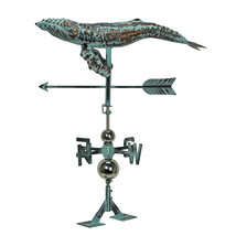 Verdigris Copper Humpback Whale Weathervane Roof Mount Home Garden Decor Art - £156.60 GBP