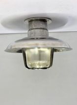 Vintage Aluminum Old Ship Bulkhead Ribbed Glass Ceiling Light - Shade Lot Of 2 - £240.01 GBP