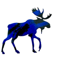 Cut metal Black &amp; Blue Enamel Moose Silhouette Magnet 3.5 x 2.5 in - $13.36