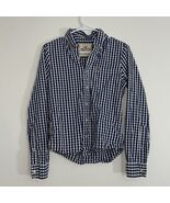 Hollister Women Small (S) Blue White Plaid Long Sleeve Casual Button Up ... - $14.95