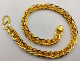 22K Yellow Gold Handmade Unisex Bracelet Fox Tail Chain Bracelet 6 Mm Men Women - £1,163.30 GBP+