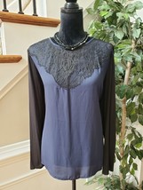 Metaphor Womens Blue Black Polyester Long Sleeve Round Neck Blouse Top Size XL - £19.98 GBP