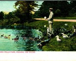 Feeding Ducks Middlesex Fells Park Boston Massachusetts MA  UNP DB Postc... - $3.91