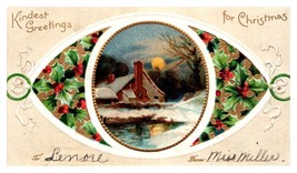 Vintage Postcard Christmas Snow Lake House Embossed - £8.82 GBP