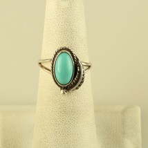 Vintage Sterling Silver Navajo Native American Turquoise Feather Ring Band - £33.46 GBP